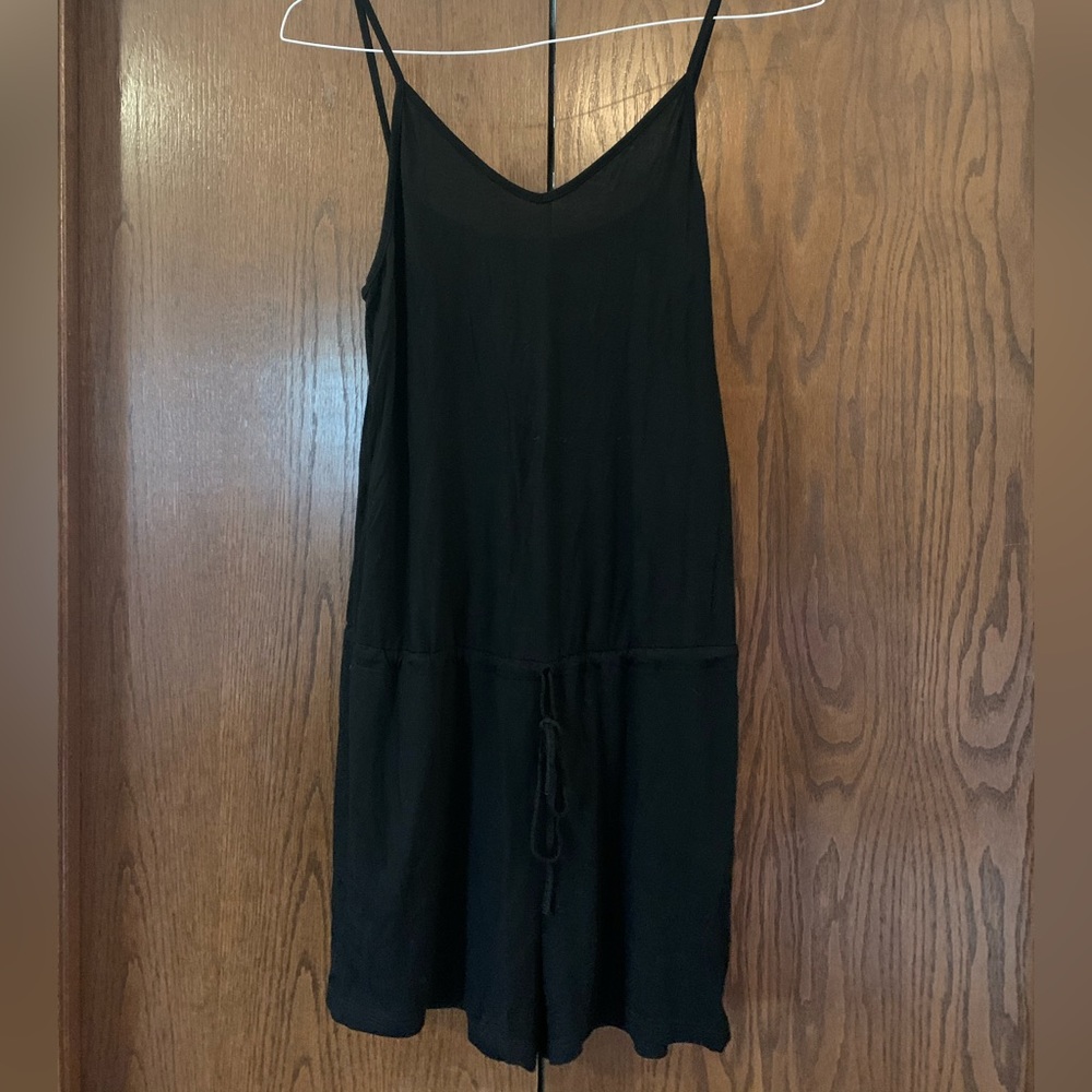 Soft black, thin strap romper